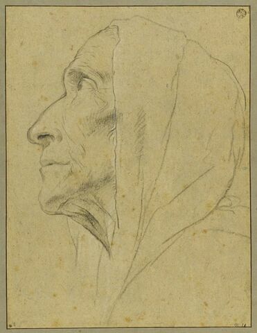 Tête de vieille femme, vue de profil, enveloppée d'une draperie, image 4/4