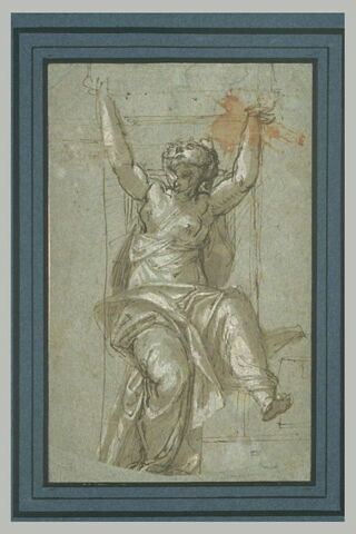 Figure féminine assise, bras et tête levés : figure allégorique ?, image 2/2
