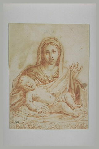 La Vierge soulevant le drap sur lequel l'Enfant Jésus dort, image 1/1