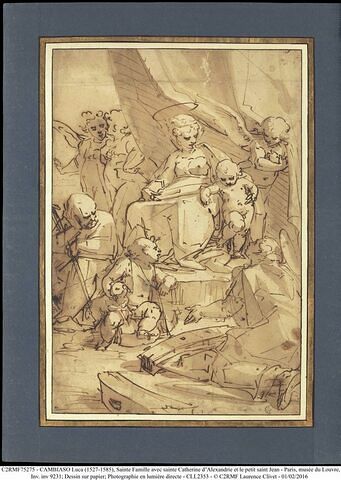 Sainte Famille avec sainte Catherine d'Alexandrie et le petit saint Jean Baptiste entourés d'anges, image 4/8