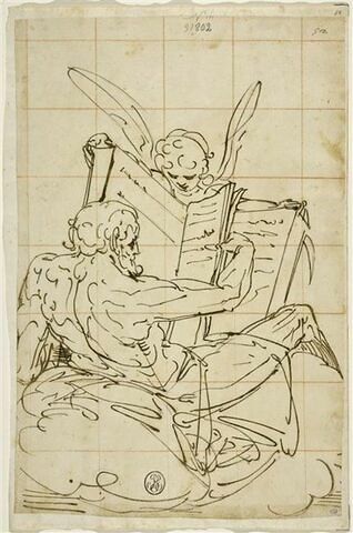 Saint Matthieu lisant dans un livre ouvert par un ange