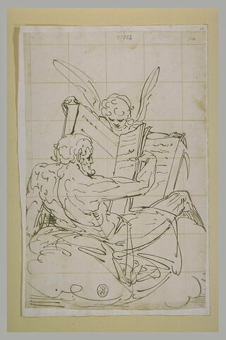 Saint Matthieu lisant dans un livre ouvert par un ange, image 2/2