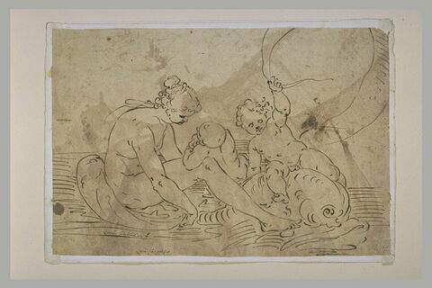 Vénus et deux enfants, portés par un dauphin, image 2/2