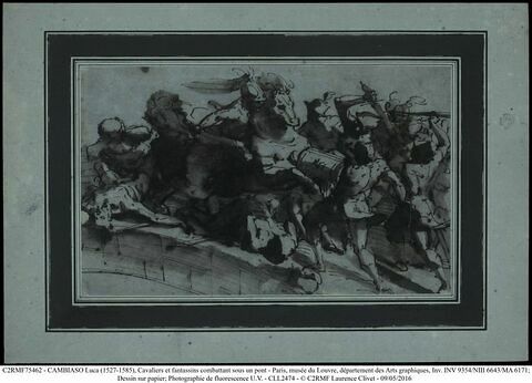 Cavaliers et fantassins combattant sur un pont, image 6/8
