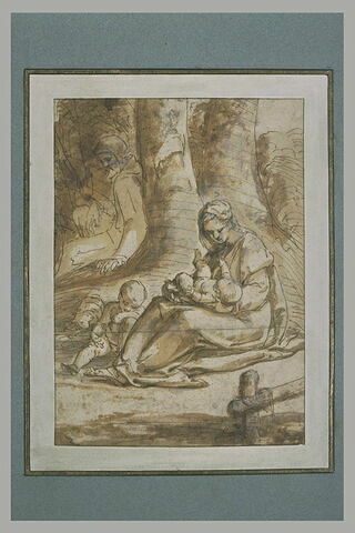 Repos de la Sainte Famille, avec le petit saint Jean endormi, image 2/2