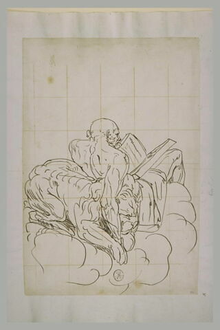 Saint Marc, assis sur des nuages, de dos, lisant, image 2/2