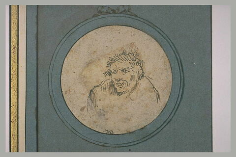 Caricature : buste d'homme, le regard fixé sur la gauche, image 3/3