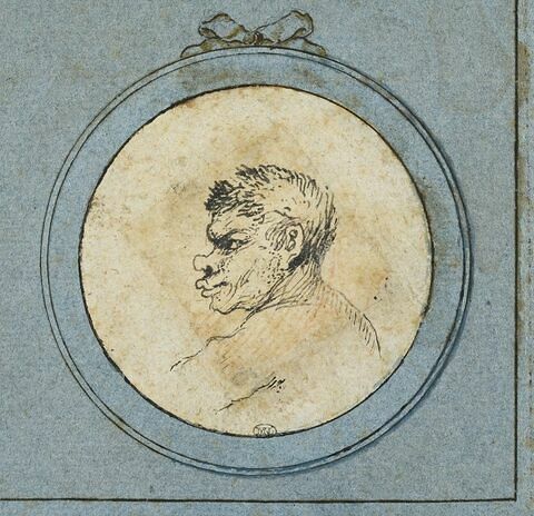 Caricature : buste d'homme, de profil vers la gauche, image 1/2