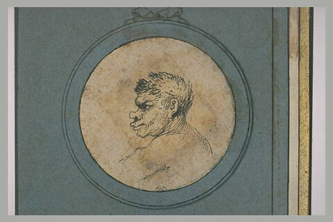 Caricature : buste d'homme, de profil vers la gauche, image 2/2