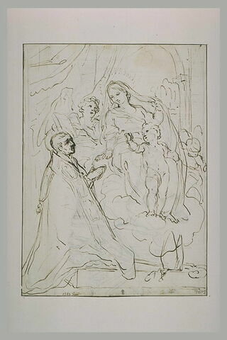 Apparition de la Vierge et de l'Enfant Jésus à un saint évêque, image 1/1