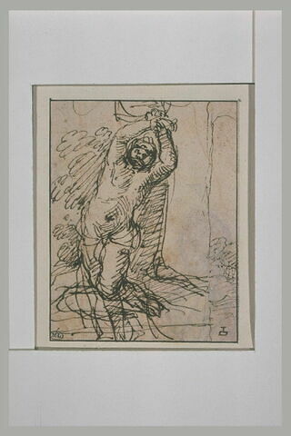 Homme demi nu attaché à un arbre, étude pour un saint Sébastien, image 3/3