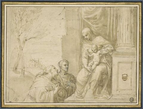 Vierge à l'Enfant devant saint François et un autre personnage, image 1/2