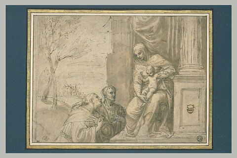 Vierge à l'Enfant devant saint François et un autre personnage, image 2/2