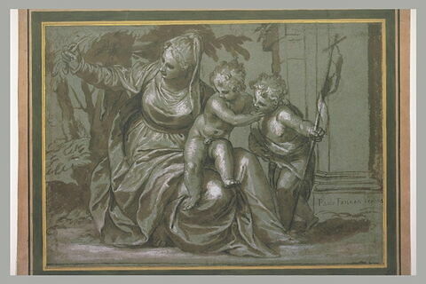 La Vierge assise soutenant l'Enfant Jésus qui joue avec saint Jean