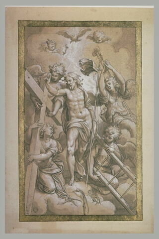 Le Christ ressuscité entouré d'anges tenant les instruments de la Passion, image 1/1