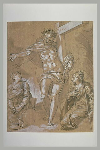 Le Christ portant la Croix entre deux allégories religieuses