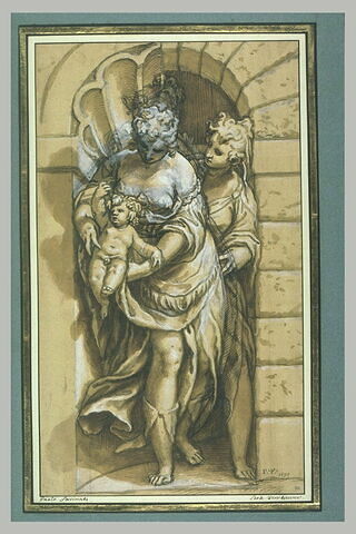 Deux nymphes et Bacchus enfant, dans une niche, image 1/1