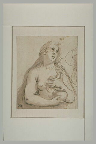 Madeleine nue, en buste, tenant un vase, la main gauche sur la poitrine, image 1/1