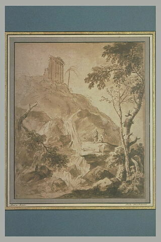 Ruines et cascade, et deux figures sur un rocher, image 3/3