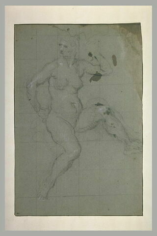 Une femme nue assise, le corps tourné vers la droite, la tête vers la gauche, image 2/2