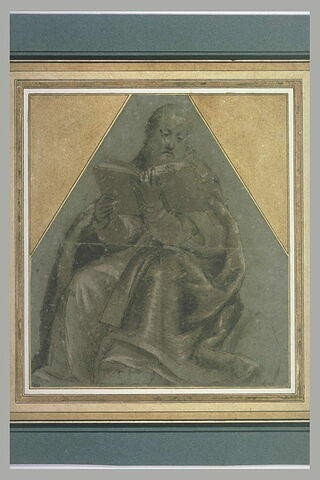 Un saint Evêque assis, lisant, vu de face, image 2/2