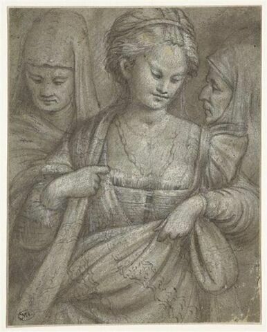 Judith, entre deux vieilles servantes, portant la tête d'Holopherne cachée dans un drap