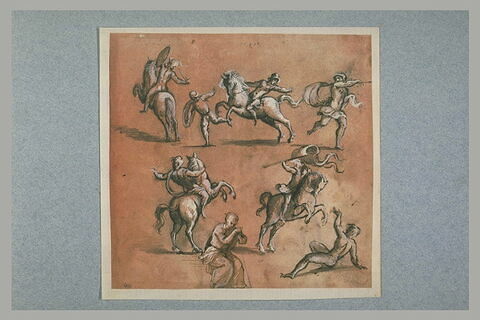 Etudes d'hommes dans diverses attitudes, et de cavaliers, image 2/2