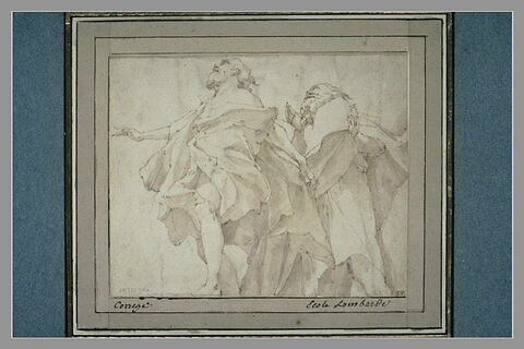 Deux hommes barbus, drapés, debout et tournés vers la gauche : apôtres, image 1/1