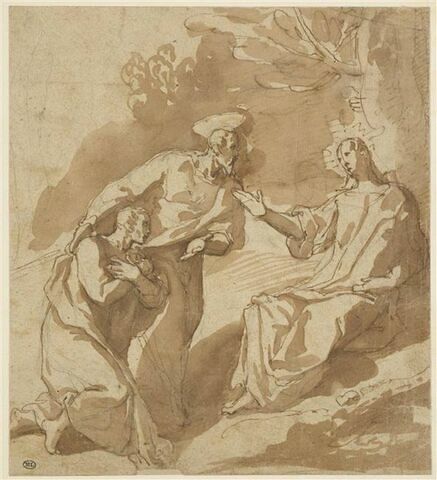 Saint Pierre et saint Paul devant Jésus-Christ assis