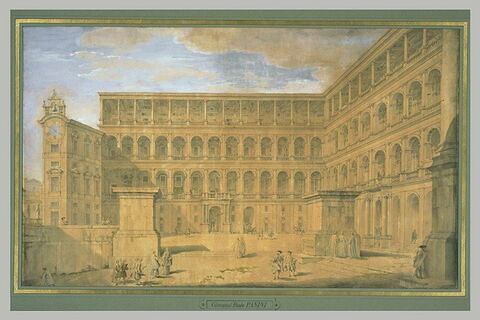 Vue de la cour du Vatican où sont situées les loges de Raphaël, image 2/2