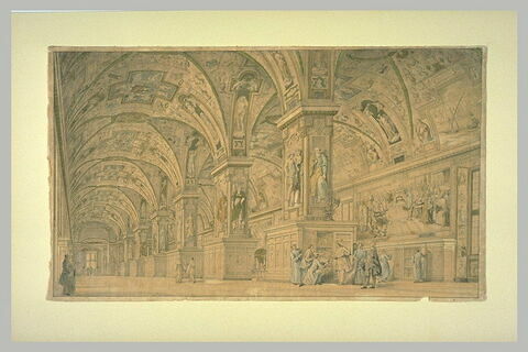Vue intérieure de la bibliothèque du Vatican