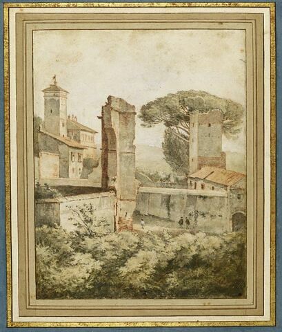 Ruines de l'aqueduc Claudius près de la villa Mattei