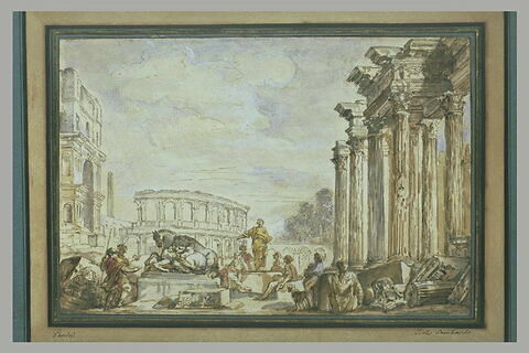 Caprice d'architecture avec le Colisée et un apôtre préchant