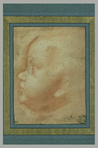 Une tête d'enfant, vu de profil vers la gauche, image 1/1