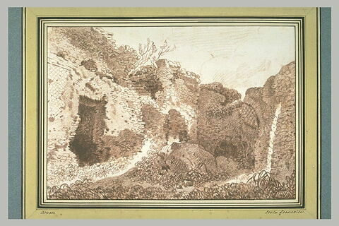 Paysage : étude des ruines d'un amphithéâtre, image 1/1
