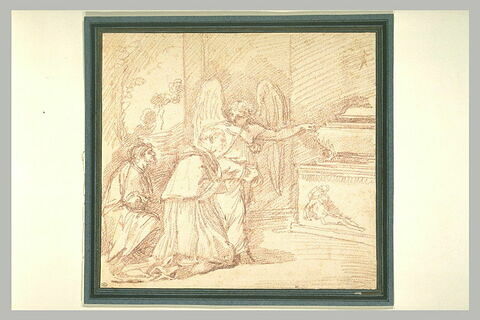 Ange désignant le sépulcre du Christ à saint Charles Borromée agenouillé