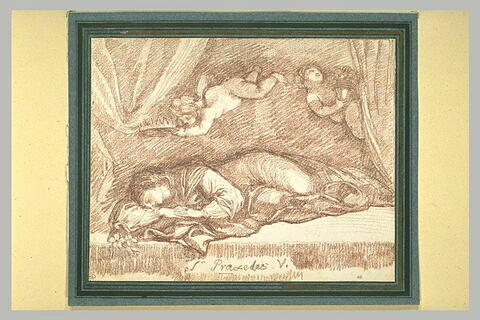 Deux anges volant au-dessus de sainte Praxède endormie, image 1/1