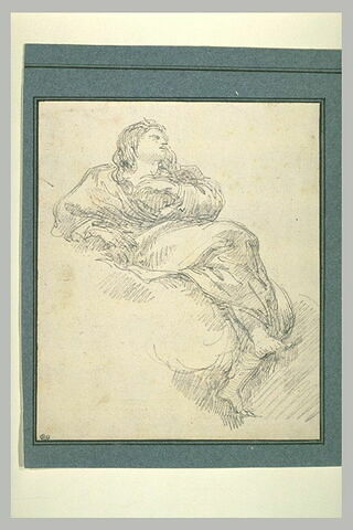 Etude d'une figure de femme assise sur des nuages : la Pénitence, image 1/1