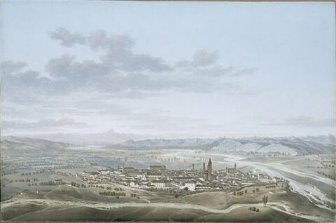 Vue de la ville d'Alba-Pompeia en Piemont le 26 avril 1796