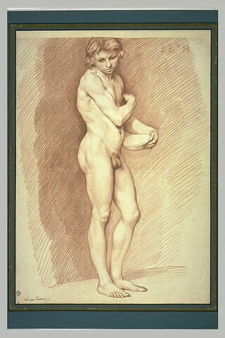 Jeune homme nu, debout, tenant une coupe, image 2/2