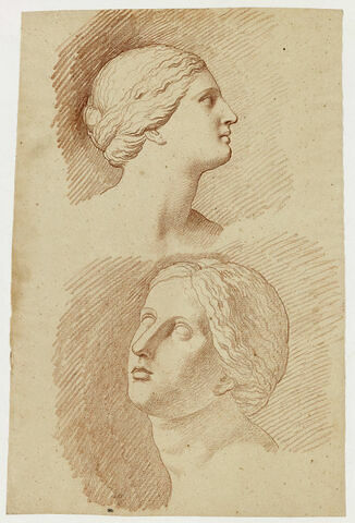 Deux études de la tête d'une fille de Niobé, vue de profil à droite et de trois quarts gauche