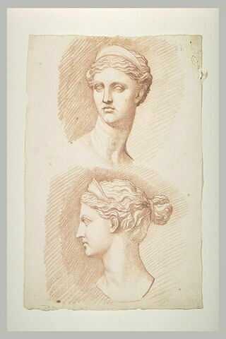 Deux études de la tête de Diane, vue de léger trois quarts gauche et de profil à gauche, image 2/2