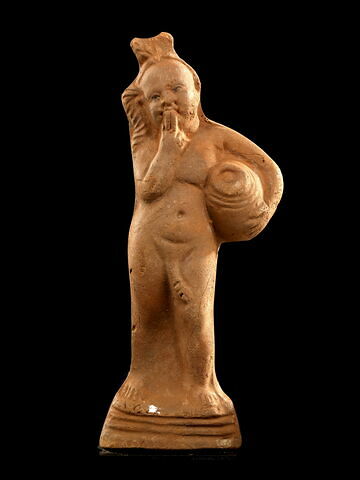 figurine d'Harpocrate au pot ; figurine d'Harpocrate phallique