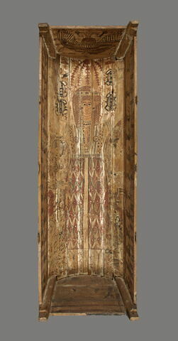 cercueil rectangulaire à poteaux d'angle ; couvercle du cercueil de Padiimenipet (Pétaménophis)
