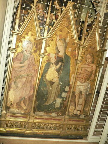 Triptyque. La Vierge et l'Enfant, saint Jean Baptiste et saint Sébastien