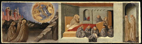L'Apparition de la Trinité à saint Jérôme. Les Derniers moments de saint Jérôme. (élément de la prédelle du Retable Rinieri)
