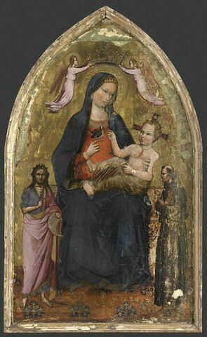 La Vierge à l'Enfant couronnée par deux anges entre saint Jean Baptiste et saint François, image 1/3