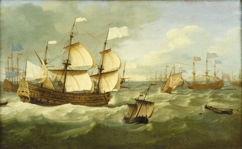 Jonction des vaisseaux de l'amiral d'Estrées et du duc d'York contre la flotte anglaise, en 1672, image 2/2