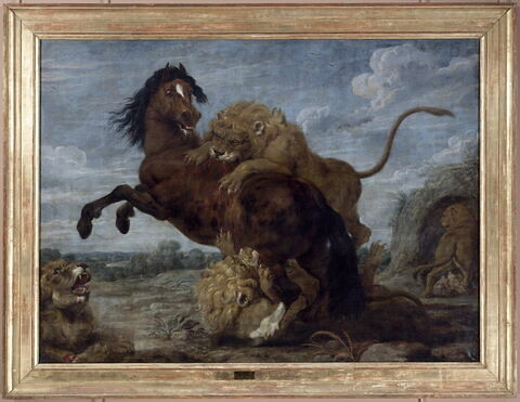 Un Cheval attaqué par des lions, image 2/2