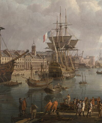 Vue de l'intérieur du port de Brest, prise de l'ancienne cale de l'Intendance, en 1795, image 3/6